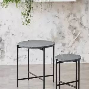 Black Terrazzo & Matt Black Metal Table Large