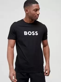 BOSS Logo Swim T-Shirt, Black, Size L, Men