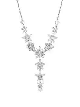 Jon Richard Rhodium Plated Cubic Zirconia Floral Y Necklace