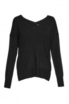 French Connection Della Vhari V Neck Jumper Black