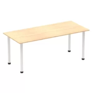 Impulse 1800mm Straight Table Maple Top White Post Leg