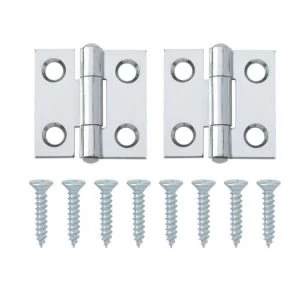 Chrome effect Metal Butt hinge Pack of 2