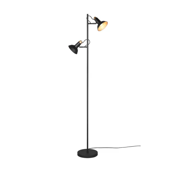 Roxie Modern 2 Light Multi Arm Floor Lamp Black Matt with Footswitch