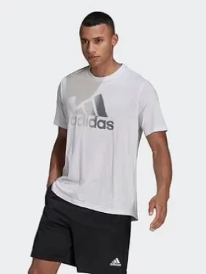 adidas Aeroready Designed To Move Sport Logo Tee, White, Size L, Men