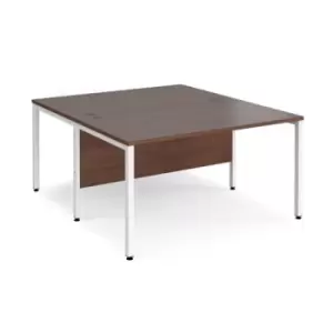 Office Desk 2 Person Rectangular Desk 1400mm Walnut Tops With White Frames 1600mm Depth Maestro 25