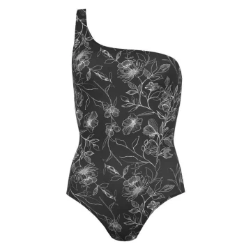 Firetrap One Shoulder Swimsuit Ladies - Black L Flwr Pr