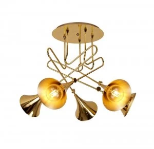 Ceiling 5 Light E27, Gold