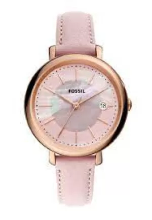 Fossil Womens Vale Solar-Powered Leather Watch - Pink