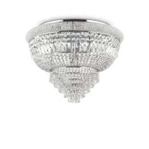 Dubai Indoor 24 Lights Flush Chandelier Ceiling Lamp Chrome, E14