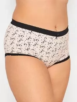 Yours 5 Pack Ditsy Floral Full Briefs, Black, Size 30-32, Women