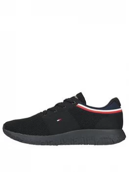 Tommy Hilfiger Lightweight Knit Runner Collar Trainers - Black, Size 43, Men