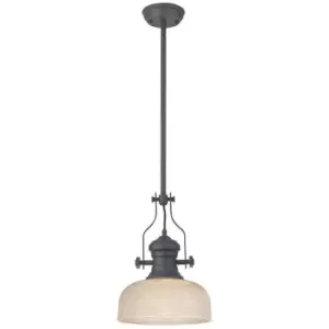 Luminosa Luiz Single Ceiling Pendant, E27, 26.5cm Prismatic Glass, Graphite, Clear