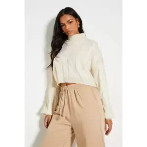 I Saw It First Cable Knit Cross Open Back Jumper - White