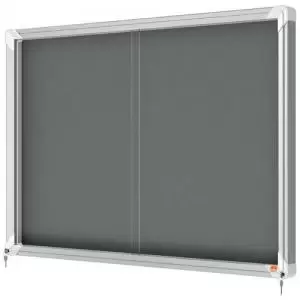 Nobo Premium Plus Felt Lockable Notice Board 8xA4 Grey Sliding 1915336