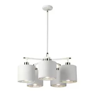 5 Bulb Chandelier LIght White Highly Polished Nickel LED E27 40W