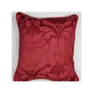 Eastbourne Damask Jacquard Filled Cushion, Burgundy, 43 x 43cm - Fusion