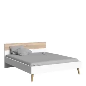 Oslo Euro King Bed (160 X 200) In White And Oak Effect