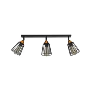 Vesta Black Ceiling Spotlight Bar Wire Dome Shades 3x E27