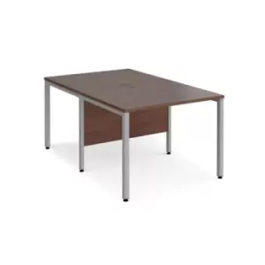 Office Desk 2 Person Rectangular Desk 1000mm Walnut Tops With Silver Frames 1600mm Depth Maestro 25