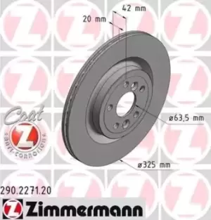 ZIMMERMANN Brake disc LAND ROVER,JAGUAR 290.2271.20 T4A2061,T4N1744,LR090699 Brake rotor,Brake discs,Brake rotors