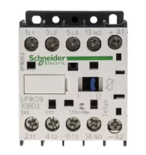 Schneider Electric TeSys K LP1K 3 Pole Contactor - 9 A, 24 V dc Coil, 3NO, 4 kW