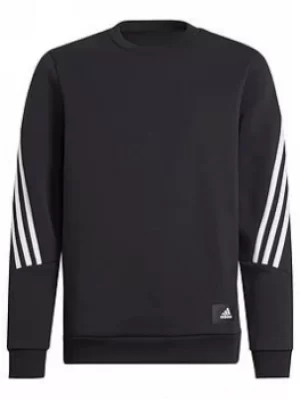 adidas Junior Boys Fi 3s Crew, Black/White, Size 5-6 Years