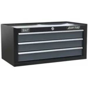 605 x 310 x 275mm Black 3 Drawer mid-box Tool Chest Lockable Storage Cabinet