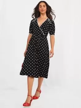 Joe Browns Vintage Polka Dot Midi Dress -black, Black, Size 10, Women