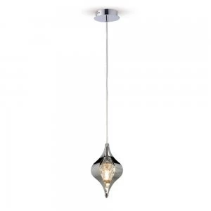 Ceiling Pendant 1 Light Polished Chrome, Crystal