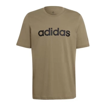 adidas Mens Essentials Linear T-Shirt - Khaki/White