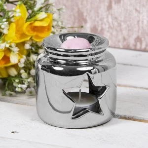 Ceramic Wax Oil Warmer Silver Star By Lesser & Pavey