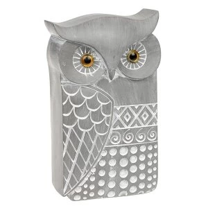 Country Grey Modern Owl Large Ornament