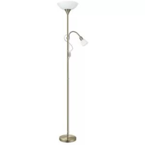 Up 2 - 2 Light Traditional Adjustable Floor Lamp Bronzed and White Frosted Glass with Switch, E27 - Eglo