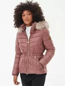 Barbour International Island Quilted Coat - Pink, Size 8, Women