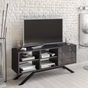 Decorotika North 130 Cm Wide Decorative TV Stand, TV Console, TV Unit With Open Shelves, Cabinet And For Living Room, Bedroom - Black And Black