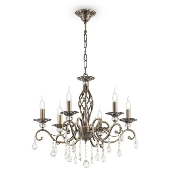 Grace Chandelier Brass & Crystal, 6 Light, E14