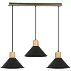 Emibig Rowen Black Bar Pendant Ceiling Light 3x E27