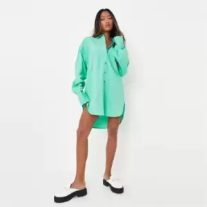 Missguided Oversized Shirt Dress Poplin - Green