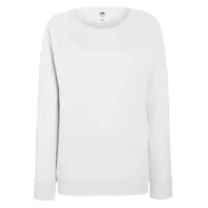 Fruit OF The Loom Ladies Fitted Lightweight Raglan Sweatshirt (240 GSM) (L) (White)