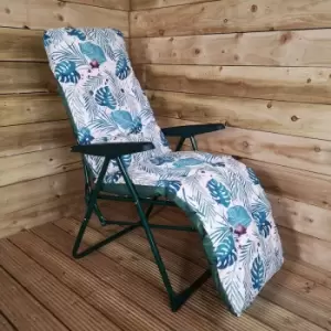 Padded Outdoor Garden Patio Recliner / Sun Lounger - Tropical Leaf