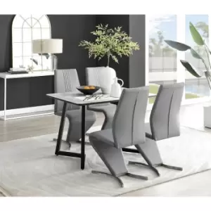 Furniturebox Carson White Marble Effect Recatngular 120cm Dining Table & 4 Grey Willow Faux Leather Chairs