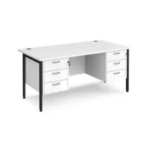 Office Desk Rectangular Desk 1600mm With Double Pedestal White Top With Black Frame 800mm Depth Maestro 25 MH16P33KWH