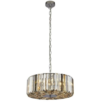 Searchlight Lighting - Searchlight Chapeau 4 Light Chrome Pendant / Semi Flush, Amber, Smoke And Clear Glass Crystals