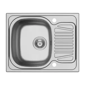 Single Bowl Inset Chrome Stainless Steel Kitchen Sink with Reversible Drainer - Essence Ava