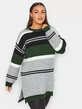 Yours Stripe Jumper - Green, Size 30-32, Women