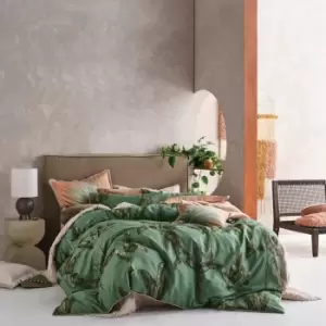 Livia Tropical 100% Cotton Duvet Cover Set Leaf Green, Leaf Green / King