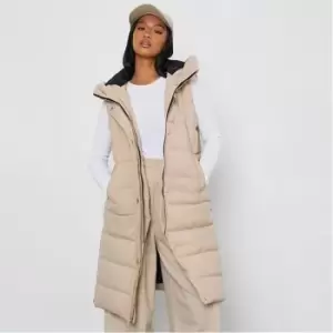 I Saw It First Petite Longline Padded Hooded Coat - Brown