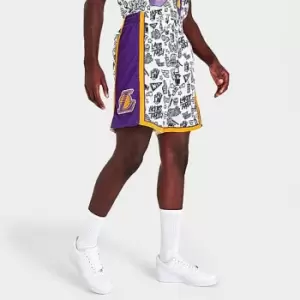 Mitchell And Ness Nba Doodle Swingman Short Los Angeles Lakers Pattern, Pattern / White, Male, Shorts, PFSW1267-LAL09PPPPTWH