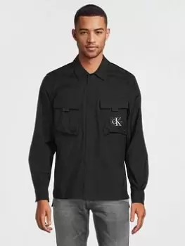 Calvin Klein Jeans Utility Cargo Overshirt - Black, Size XL, Men