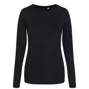 AWDis Womens/Ladies Girlie Long Sleeve Tri-Blend T-Shirt (XL) (Solid Black)